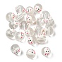 Transparent Glass Enamel Beads, Hand Painted Beads, Round with Rabbit
