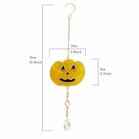 Halloween Pumpkin Alloy & Iron & Eanmel Wind Chime, for Garden Outdoor Hanging Decoration