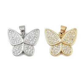 Латунные микропаве прозрачные подвески с фианитом, без кадмия и без свинца, бабочка