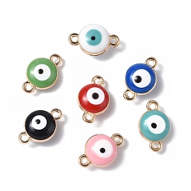 Alloy Enamel Connector Charms, Golden, Evil Eye Links