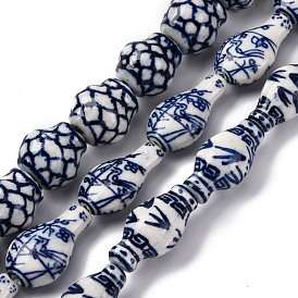Синие и белые фарфоровые бусы ручной работы нити, смешанные узоры