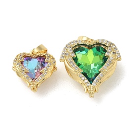 Латунные микро проложить кубического циркония подвески, реальный 14 k позолоченный, сердце прелести