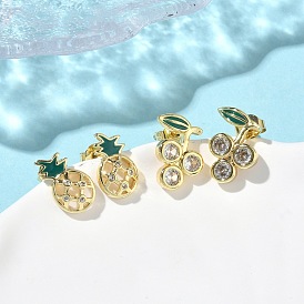 Серьги-гвоздики из латуни с микропаве из кубического циркония, с эмалью, долговечный, без кадмия и без свинца, реальный 18 k позолоченный