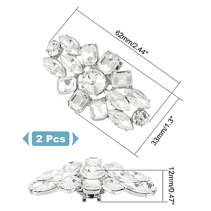 CHGCRAFT 2Pcs Detachable Flower Shoe Decoration, with Alloy Buckle Clip, Crystal Glass Rhinestone