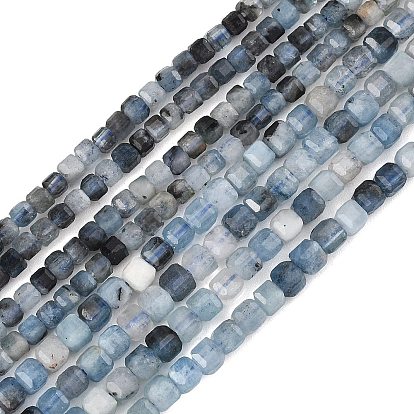 Нити бусины из натурального синего аквамарина дьявола, граненые настольные бусины в форме куба