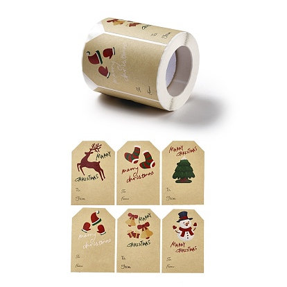 Christmas Themed Polygon Roll Stickers, Self-Adhesive Paper Gift Tag Stickers, for Party, Decorative Presents