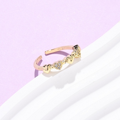 Кольца-манжеты в форме сердца из латуни с микропаве из кубического циркония для женщин, долговечный, стойки покрытие