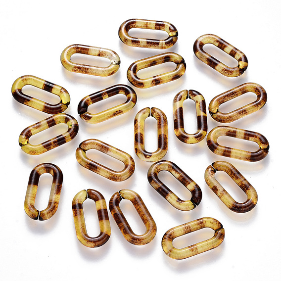 Transparent Acrylic Linking Rings, Quick Link Connectors, For Jewelry Cable Chains Making, Leopard Print Design, Oval