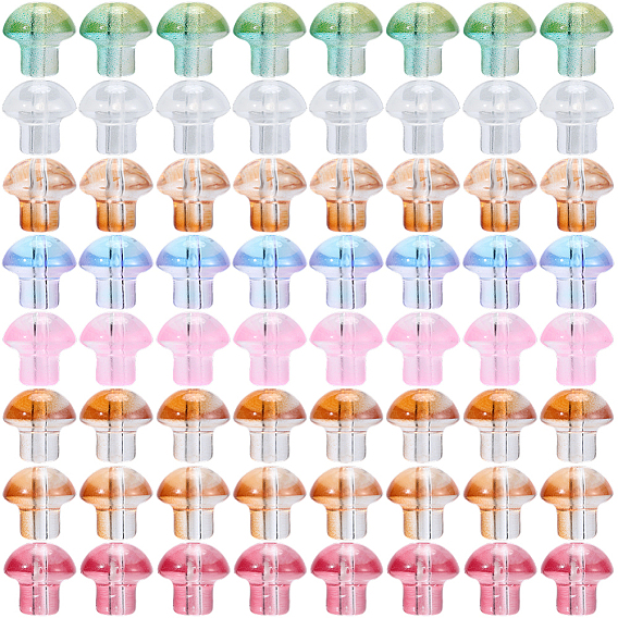 64 шт 8 цвета прозрачные стеклянные бусины, гриб