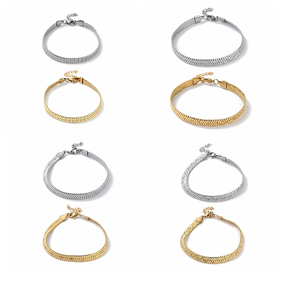 304 браслет-цепочка из нержавеющей стали с узором «елочка»