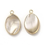 Natural Trochus Shell Charms, with Brass Loops, Oval