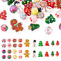 28шт. 14 стили: расписные стеклянные бусины на рождественскую тематику, бусины с неровной поверхностью, разнообразные