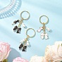 3 шт. 3 стили сплав эмаль и стекло имитация жемчуга брелки, с железными разрезными брелоками, бантом, золотые