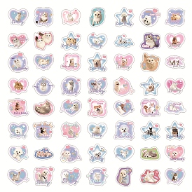 60Pcs Cute Pet Dog Cat Paper Sticker Labels, Self-adhesion, for Suitcase, Skateboard, Refrigerator, Helmet, Mobile Phone Shell