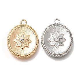 Brass Micro Pave Cubic Zirconia Pendants, Flower Charms