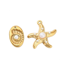 304 подвески из нержавеющей стали, с пластиковой имитационной жемчужиной, золотые