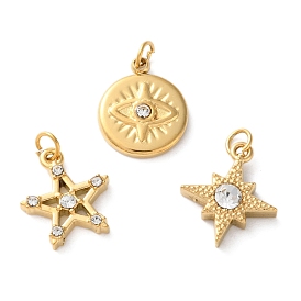 Ионное покрытие (ip) 304 подвески из нержавеющей стали со стразами, реальный 18 k позолоченный