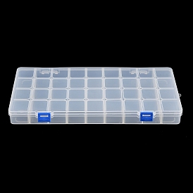 36-Grid Plastic Storage Cases, with Removable Dividers, for Small Parts, Hardware and Craft, Rectangle