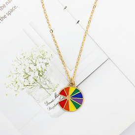 Rainbow Ball Pendant Necklace with Trendy Rainbow Bridge Charm - Fashionable Minimalist Jewelry Accessory