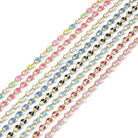 Ion Plating(IP) 304 Stainless Steel Dapped Chains, with Enamel with Spool, Soldered