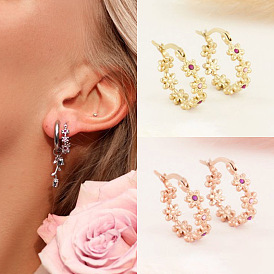 Sparkling Flower Earrings with Diamond Accents - Elegant and Chic Jewelry for Women