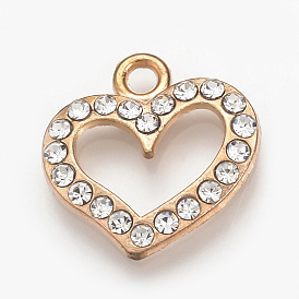 Alloy Rhinestone Pendants, Heart