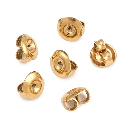 304 Stainless Steel Friction Ear Nuts, Butterfly Earring Backs for Post Earrings, Ion Plating(IP), Flat Round