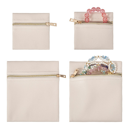 2шт. 2 стили прямоугольные квадратные сумки из искусственной кожи для ювелирных изделий подарочные сумки на молнии, подарочные пакеты для упаковки ювелирных изделий для сережек колец браслетов