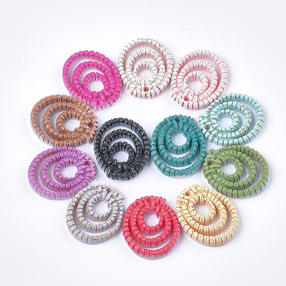 Resin Pendants, Imitation Woven Rattan Pattern, Oval