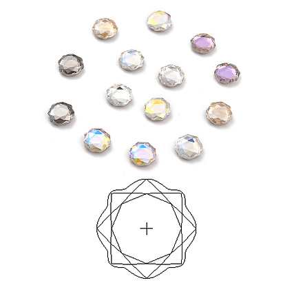 K9 Faceted Glass Rhinestone Cabochons, Flat Back & Back Plated, Flat Round