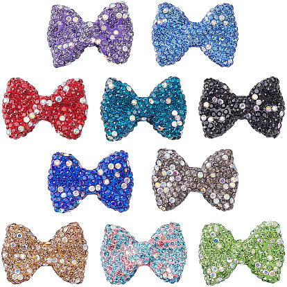 10шт. 10 цвета бусины ручной работы из стразов и глины, бантом