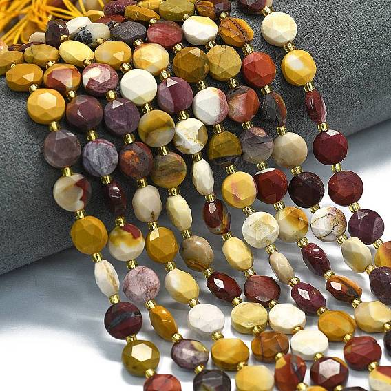 Природные mookaite бисер нитей, граненый шестиугольный разрез, плоско-круглые, с бисером