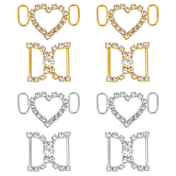 8 шт 4 стиль латунный кристалл горный хрусталь украшение для обуви, пряжки для туфель своими руками, сердце и форма d