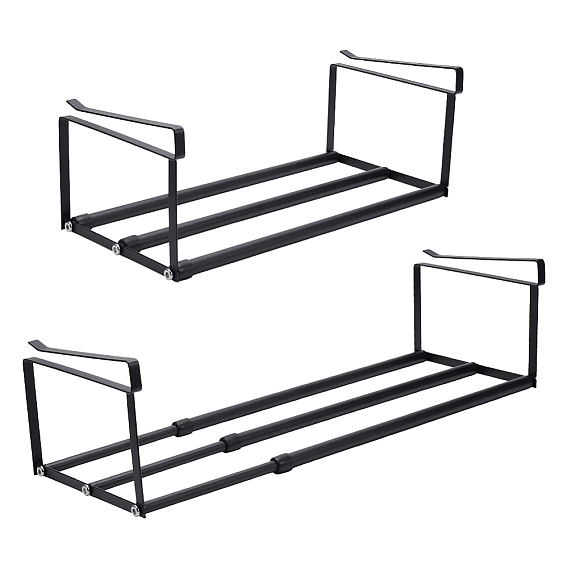 2Pcs Retractable Punch-free Plastic Shoe Rack, Steel Metal Hanging Shoe Organizer, Rectangle