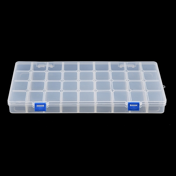 36-Grid Plastic Storage Cases, with Removable Dividers, for Small Parts, Hardware and Craft, Rectangle