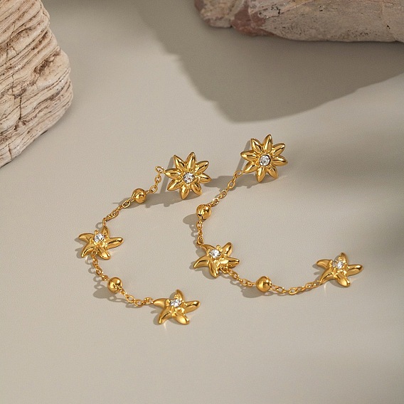 304 серьги-гвоздики в форме звезды из нержавеющей стали, с кристально горный хрусталь, ионное покрытие (ip), без кадмия, без никеля и без свинца