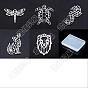 20Pcs 5 Style 201 Stainless Steel Filigree Joiners Links, Laser Cut, Dragonfly & Sea Turtle & Sea Horse & Wolf & Lion Head