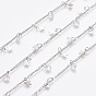 Brass Curb Chains, with Spool, Star Brass Charms & Diamond Shape Cubic Zirconia Charms, Long-Lasting Plated, Soldered, Clear