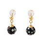 Black Lip Shell Ball Stud Earrings for Women, Sterling Silver Dangle Earrings