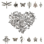 96Pcs 12 Styles Tibetan Style Alloy Pendants, Mixed Shapes