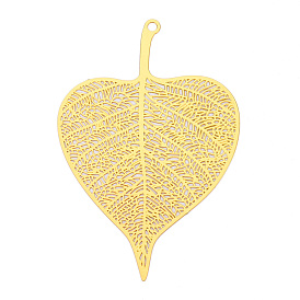 Латунные филигранные большие подвески, лист, гравированные металлические украшения