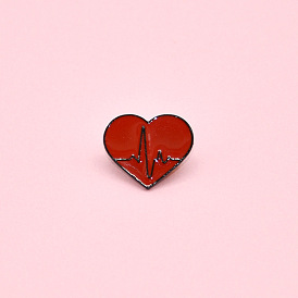 Red Heartbeat Love Pin - Fun and Versatile Alloy Badge for Clothing Collar Accessories