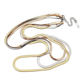 304 Stainless Steel Multi Layered Flat Snake Chain Necklaces