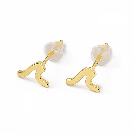 Brass Tiny Wave Stud Earrings for Women