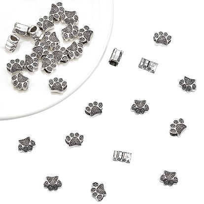 Zinc Alloy European Beads, Large Hole Beads, Dog Paw Prints
