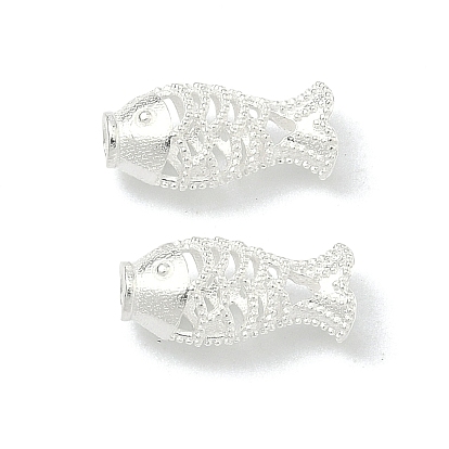 925 стерлингового серебра полые шарики, рыба, с печатью 925