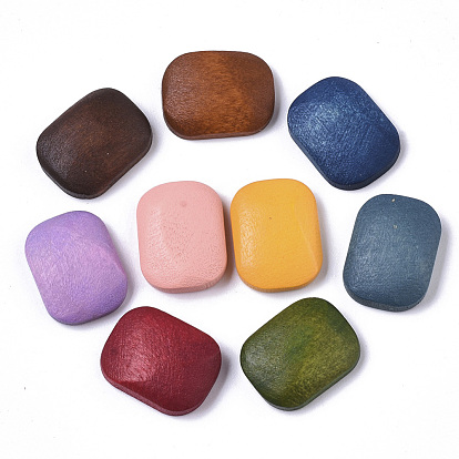 Cabochons en bois peint, rectangle