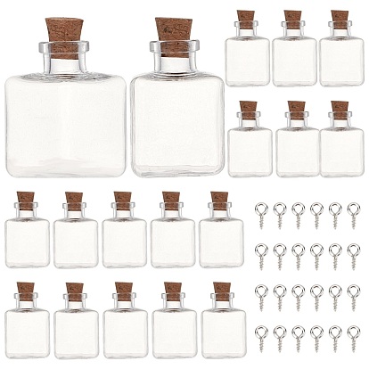 40 Stück 2 Stil Glasflasche Perlenbehälter, mit Korken, Ich wünsche eine Flasche, Würfel, mit Eisenschraube Augenstift Stiftbügel