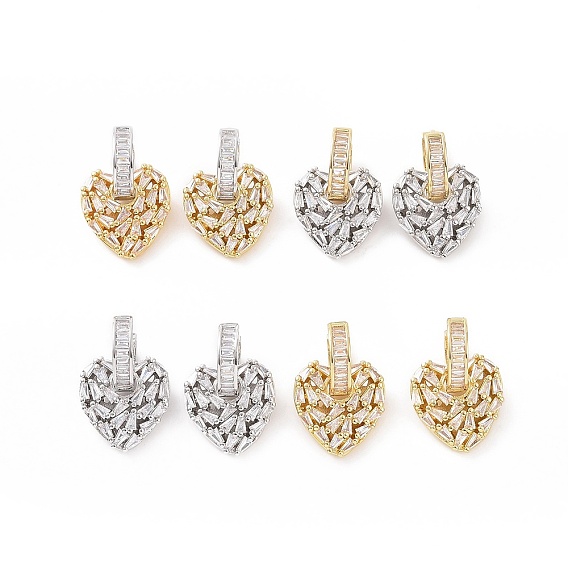 Прозрачные серьги-кольца с сердцем из кубического циркония, украшения из латуни для женщин