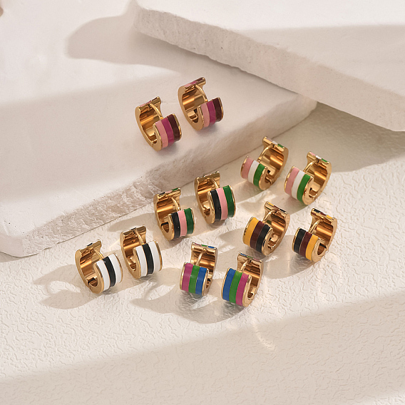 201 серьги-кольца из нержавеющей стали в полоску